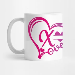 letter x monogram in the shape of love Mug